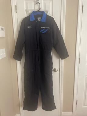 R&R Uniform Bell South Professional Quilted Snap Zip Front Work Jumpsuit, B93